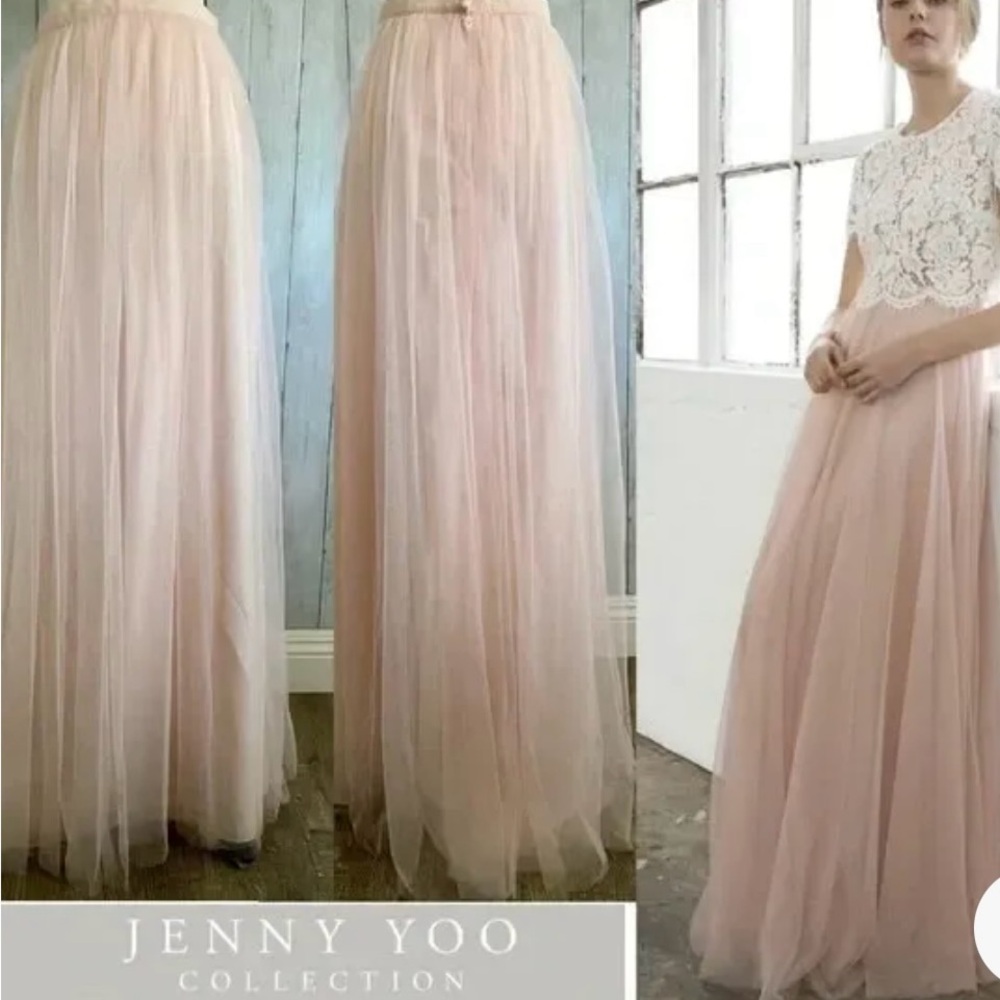 Jenny Yoo Anthropologie BHLDN Louise Tulle Maxi Skirt in Cameo Pink Blush Sz8